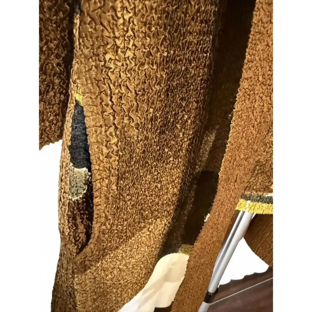 CHICOS CAMI & JACKET TWINSET 2 ABSTRACT BROWN & GOLD BLOUSE 3/4 SLEEVE 12 L NWOT - Picture 4 of 8